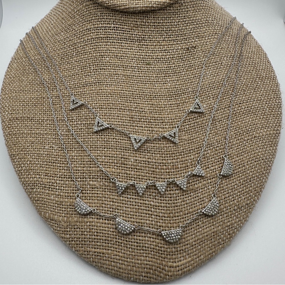 Stella & Dot Pave Chevron Silver tone Necklace with 3 Interchangeable Layers